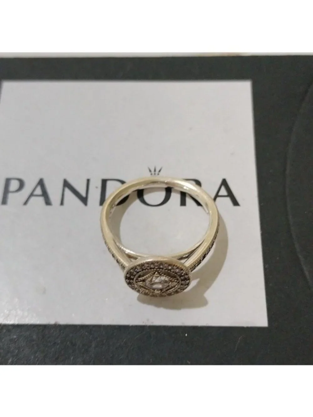 Pandora Sterling Silver Vintage Allure Ring w/Clear Zirconia - 191006CZ Size 52